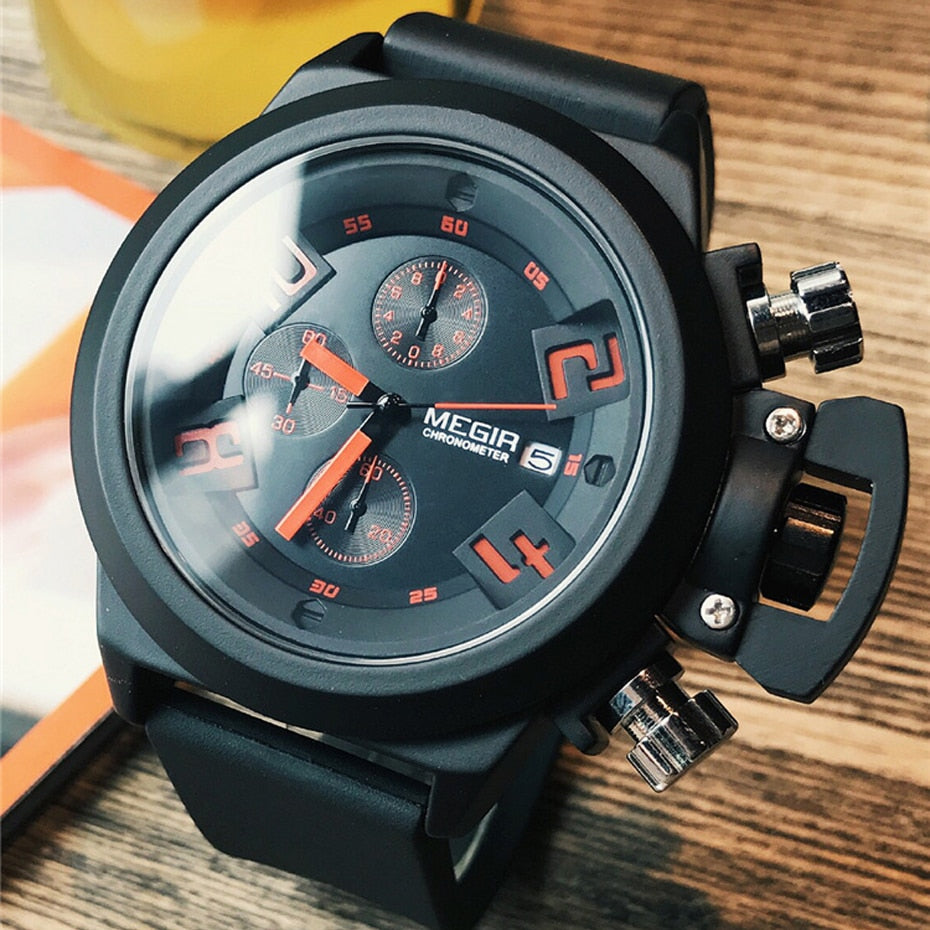 Men's Casual Quartz Watch - 3D Engraved Dial - Waterproof