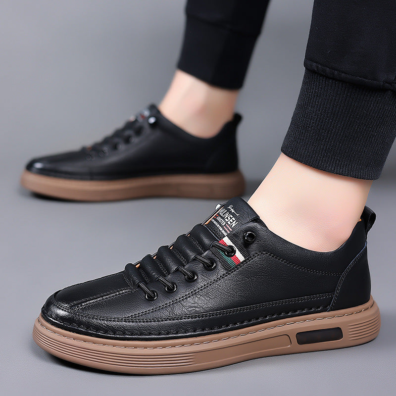 Versatile Men's Casual Shoes - Leather Soft Soled Breathable Board Shoes