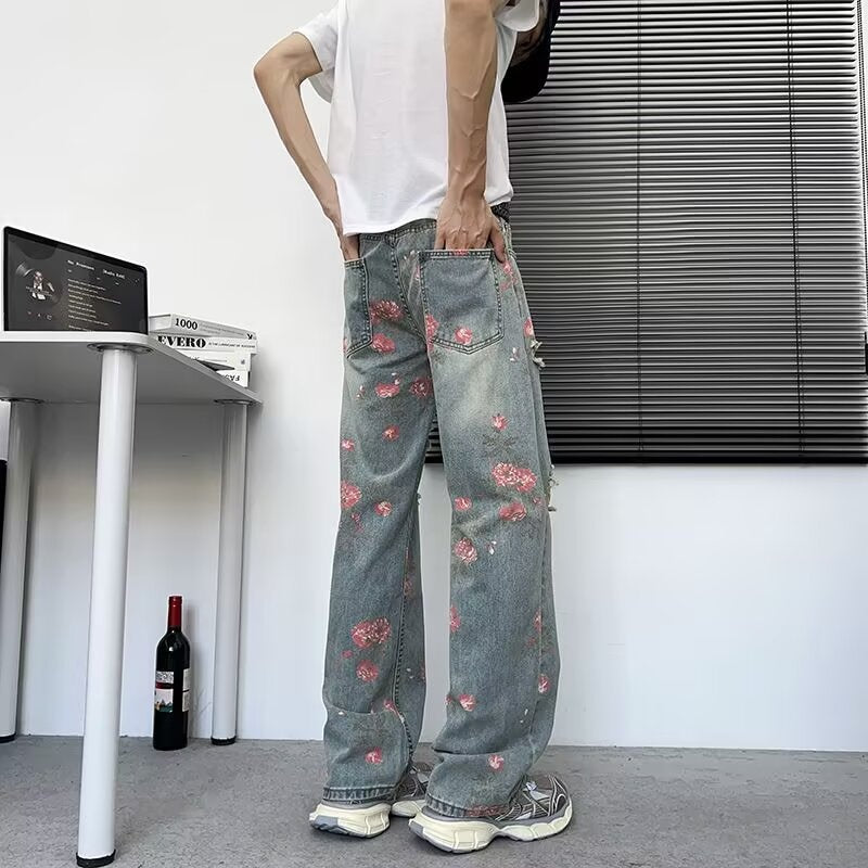 Thin Breathable Distressed Semi Elastic Waist Bending Knife Pants