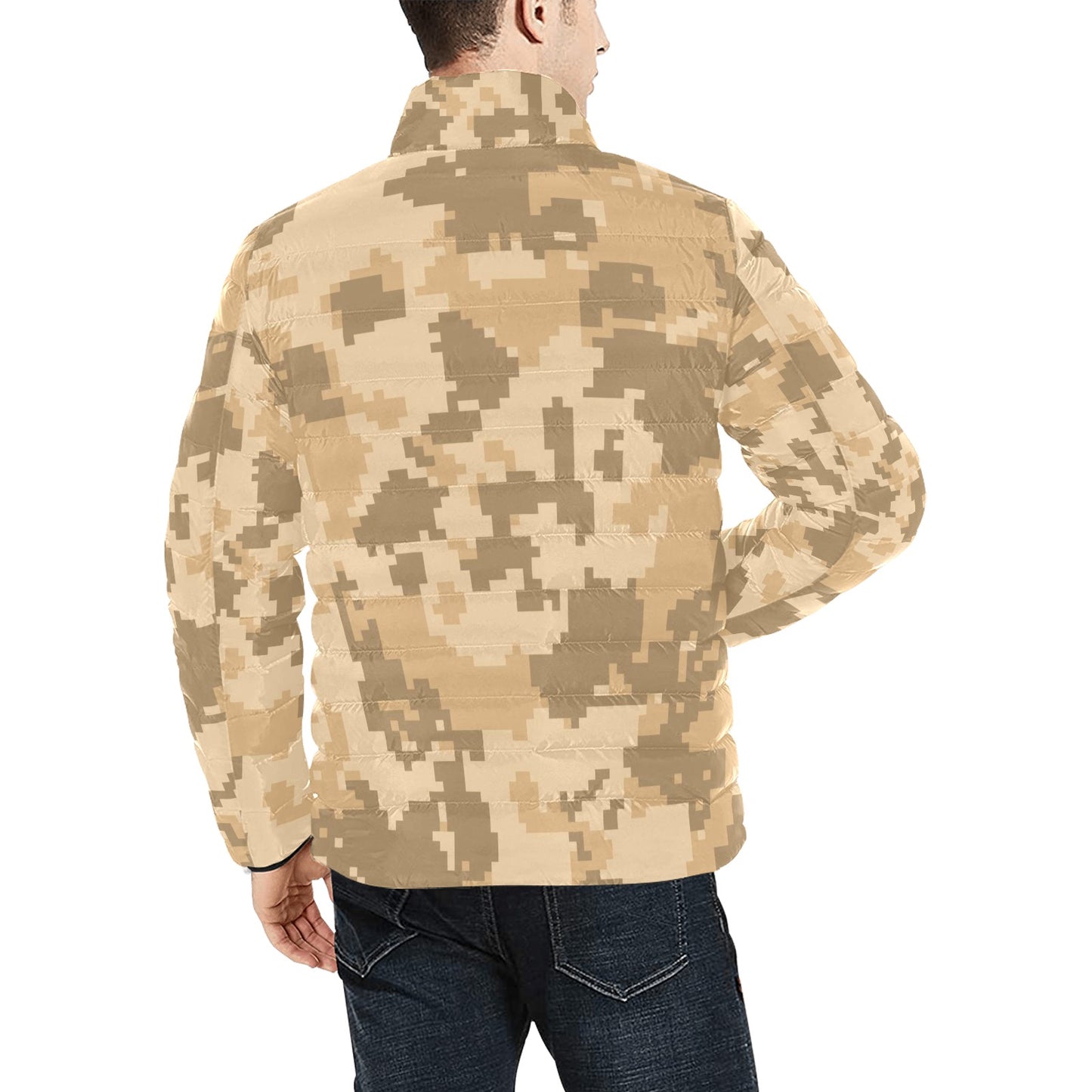 Digital Desert Camo Men's Puffer Bomber Jacket