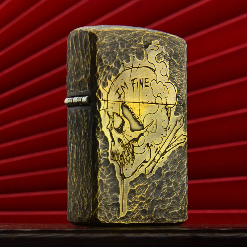 Brass Side Skull Kerosene Lighter