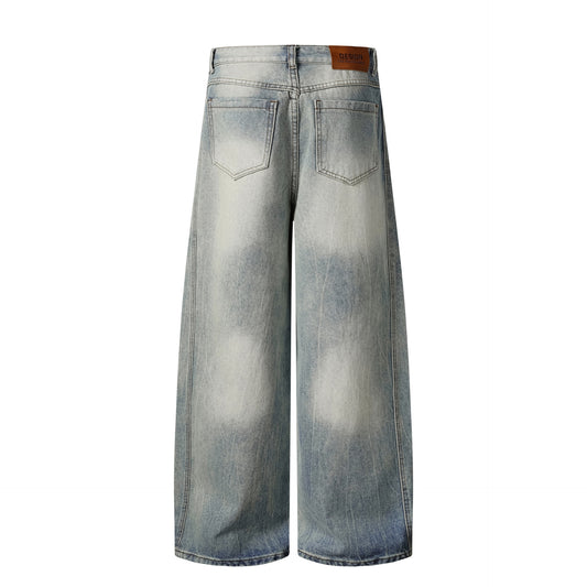 High Street Retro Wide-Leg Jeans for Men and Women - Loose Deconstructed Design