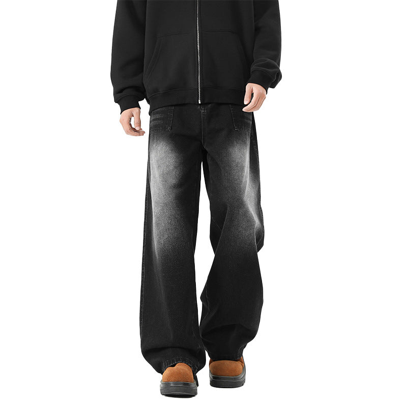 Men's Loose Wide-Leg Straight Long Pants - Premium Japanese Denim