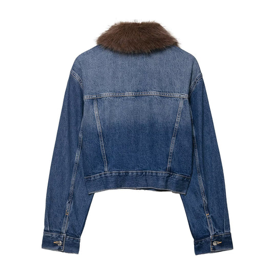 Versatile Collar Vintage Denim Jacket for Women