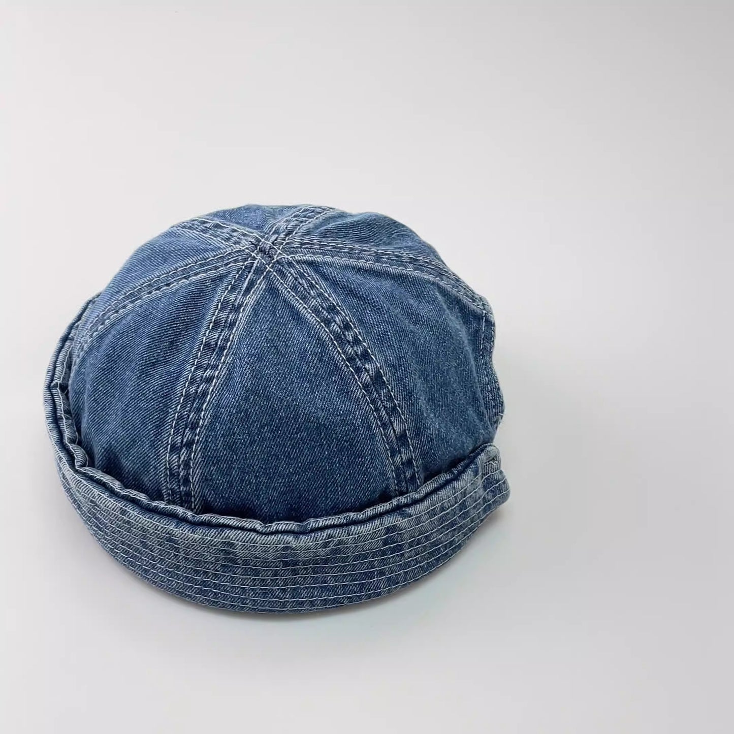 Washed Denim Melon Skin Hat - Unisex Sailor Hat