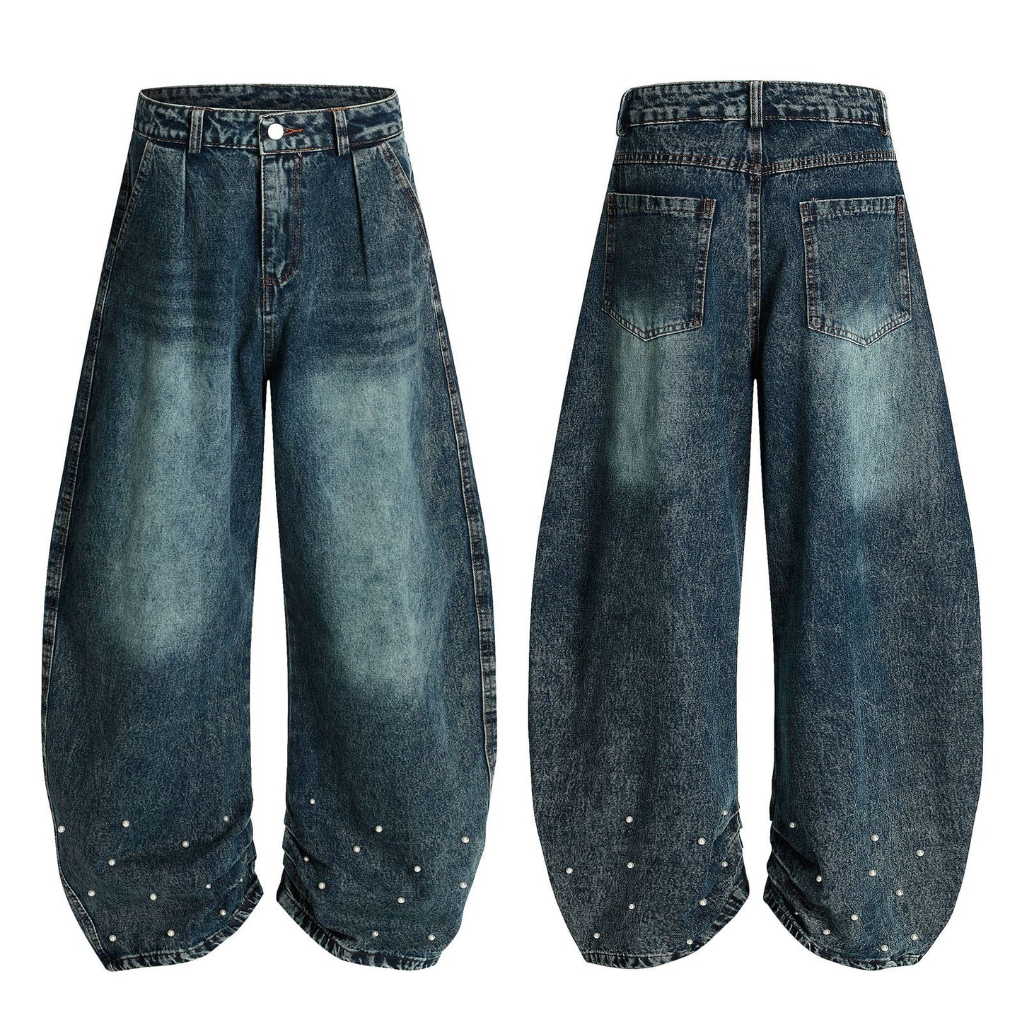 Wash Denim Jeans Wide Leg Pants for Men