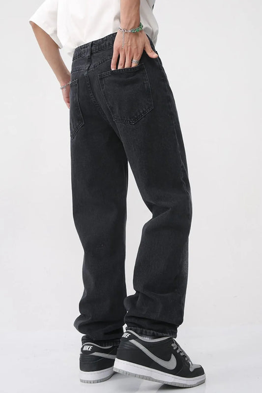 Premium Men's Washed Straight Leg Jeans - Japanese Denim