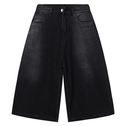 Denim Unisex Summer Straight High Street Loose Wide-leg Pants