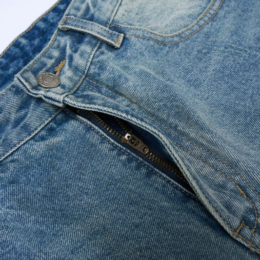 Simple Washed Retro Denim Long Pants