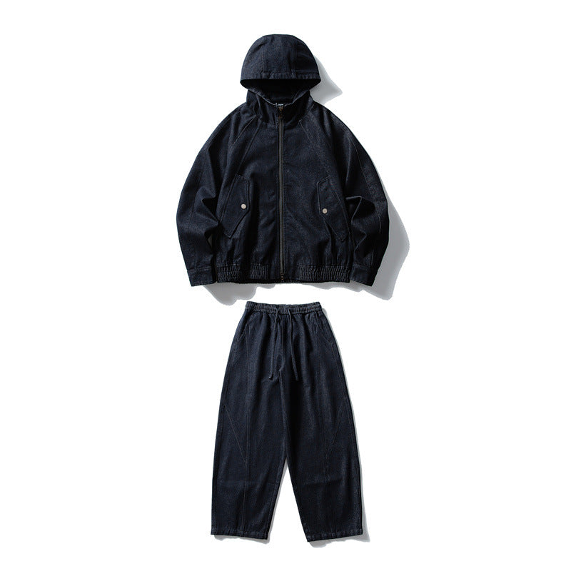 Unisex Washed Hooded Denim Jacket - Casual Style