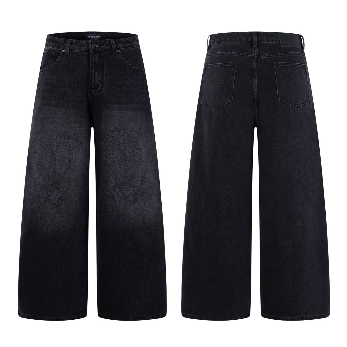 High-Street Unique Design Wide-Leg Denim Trousers