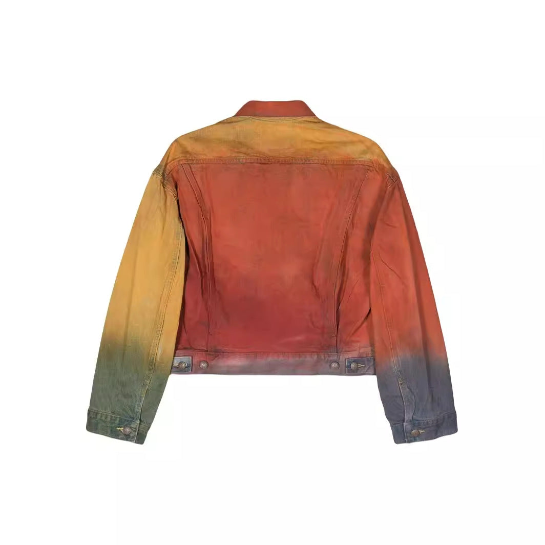 Wash and Spray Color Denim Jacket for Women