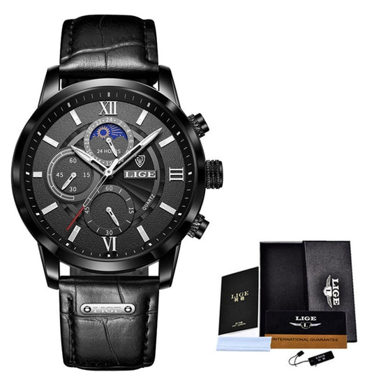 Men's Luxury Wrist Watch - Leather Quartz Waterproof Watch