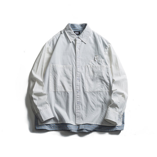 Two Piece Checkered Long Sleeved Shirt for Casual Men