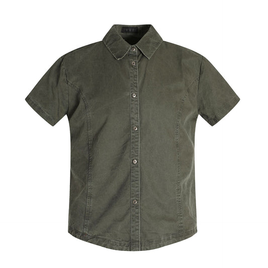 Loose Casual Short Sleeve Notched Collar Regular Fit Shirt for Men and Women