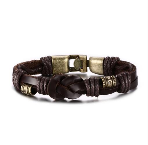 Leather Bracelet with Bronze Alloy Buckle