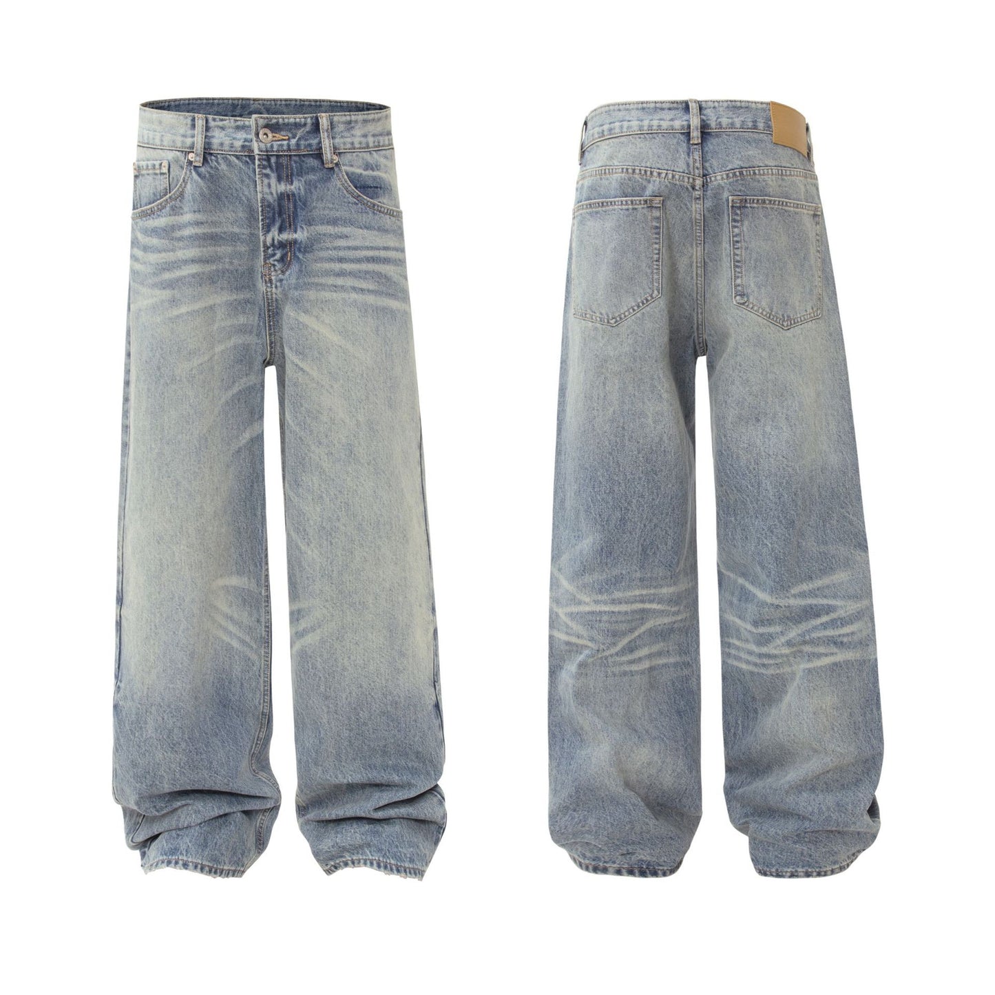 Unisex Vintage High-End Cat Whisker Washed Casual Jeans
