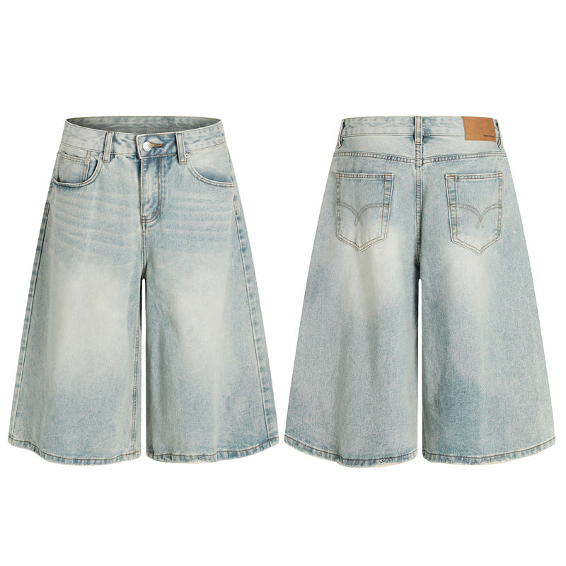 Unisex Retro Denim Shorts - Premium 7/8 Length Inspired by Japanese Streetwear