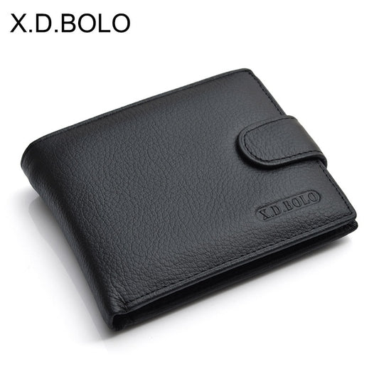 Men's Genuine Cow Leather Wallet with Coin Pocket - Premium Leather Money Bag