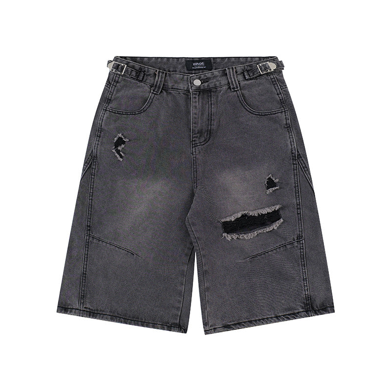 Premium Washed Ripped Denim Shorts for