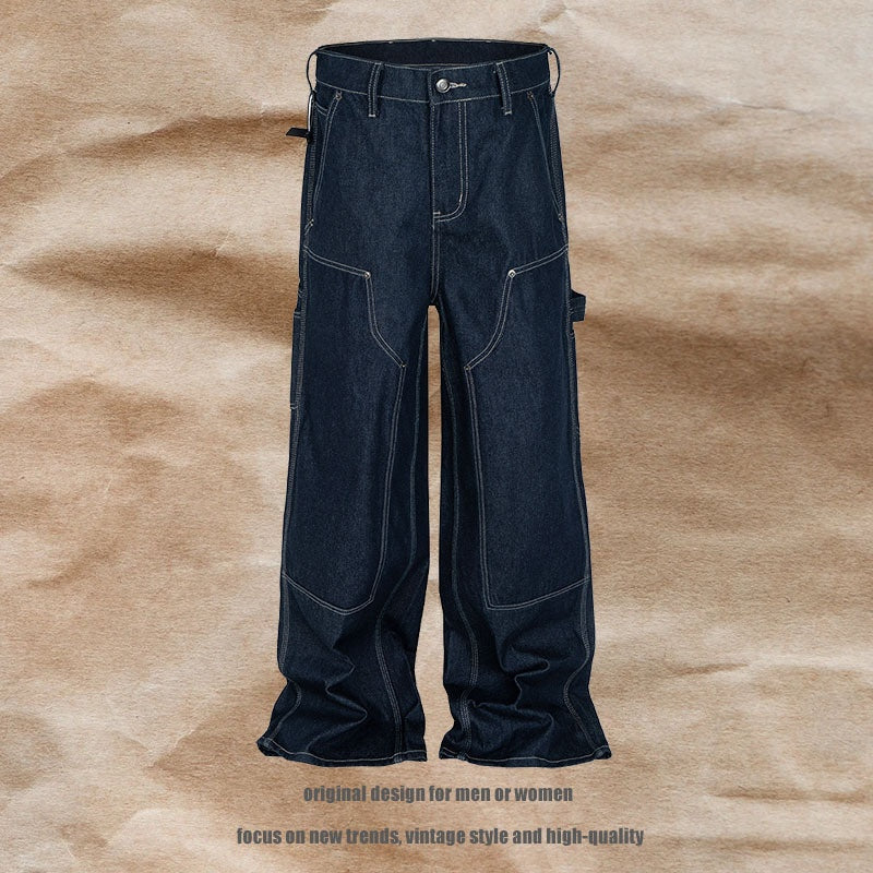 Loose Fit Original Denim Jeans for Men and Women - Deep Color Straight Leg Pants