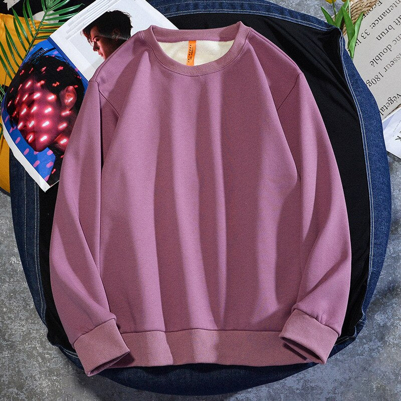 Men's Casual Cotton Fleece Long Sleeve Hoodie Sweatshirt Round Neck Multicolor