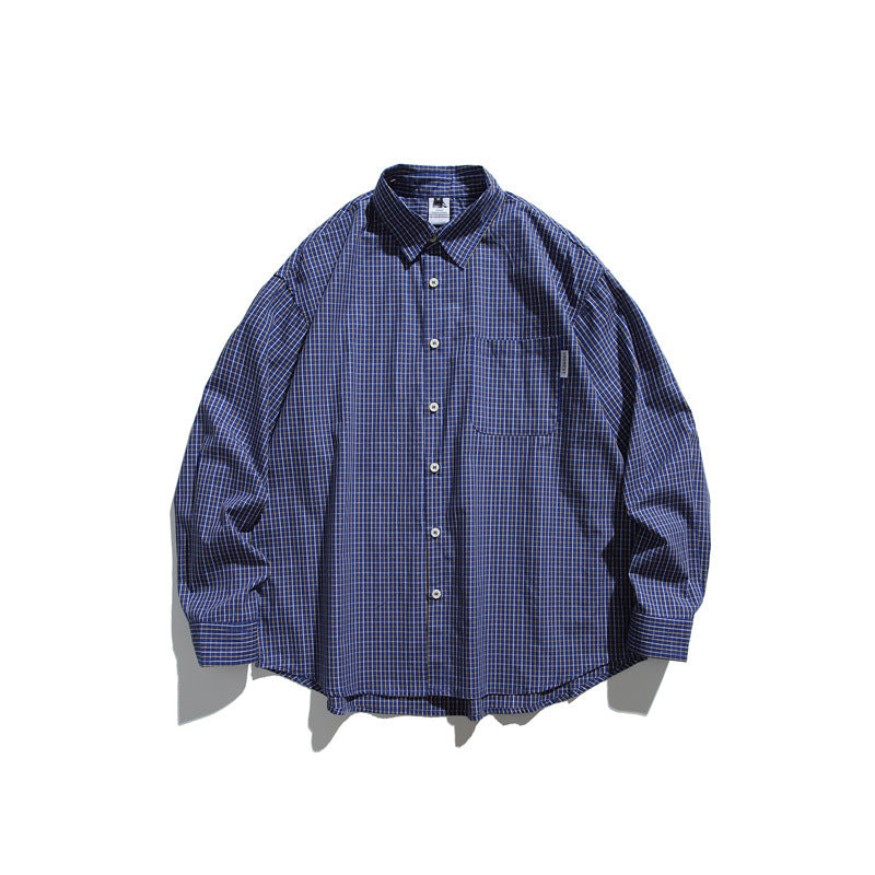Outdoor Casual Loose Checkered Long Sleeved Shirt for Men