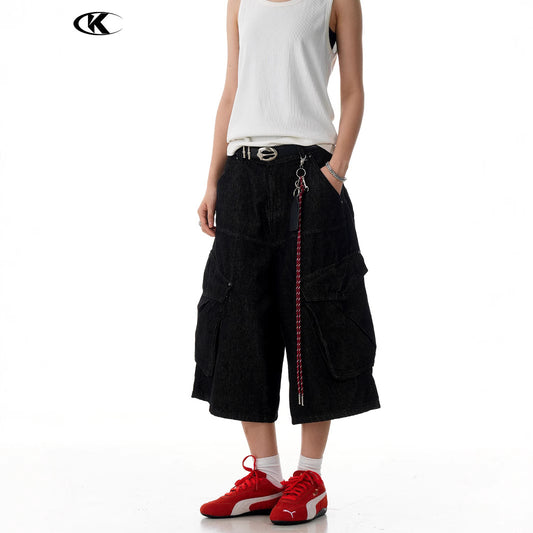 Unisex Straight Fit Denim Pants with Multiple Pockets