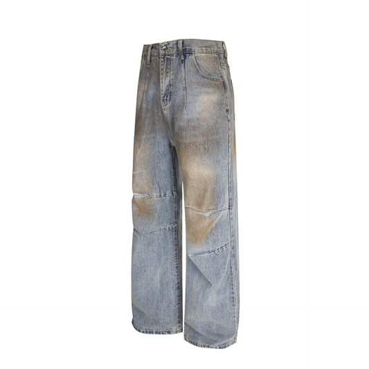 Retro Distressed Denim Pants - Loose Wide-Leg Trousers