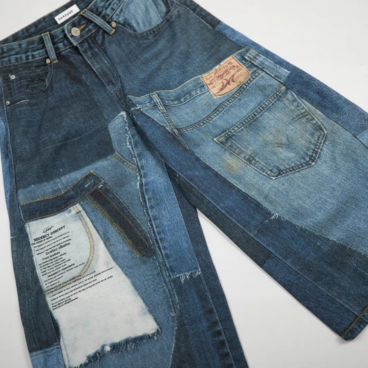 Unisex Design 3D Print Slash Denim Pants - High Street Casual Trousers