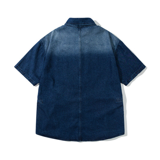 Casual Short Sleeve Denim Shirt for Men