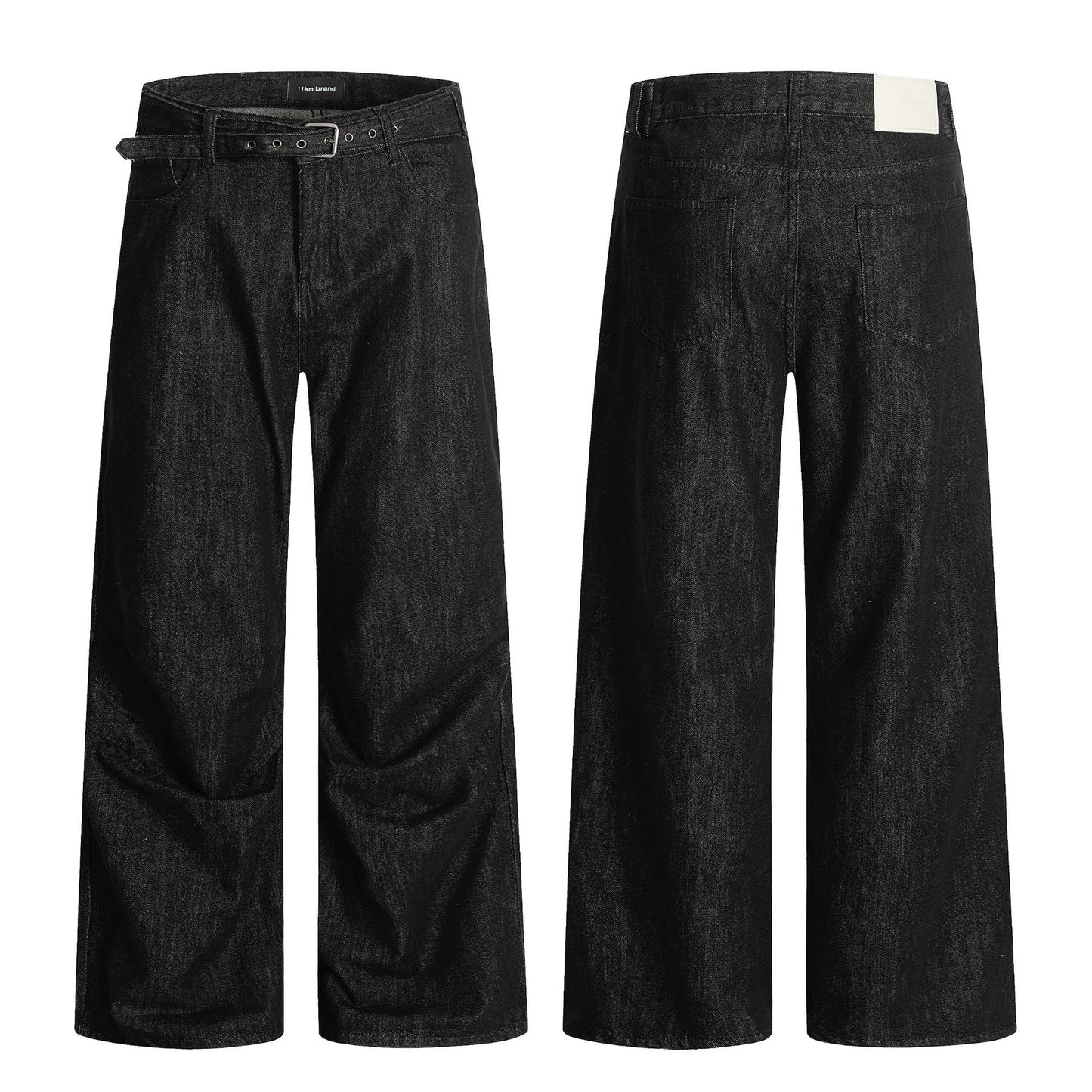 Water-Washed Faded Straight Fit Casual Trousers for Men and Women