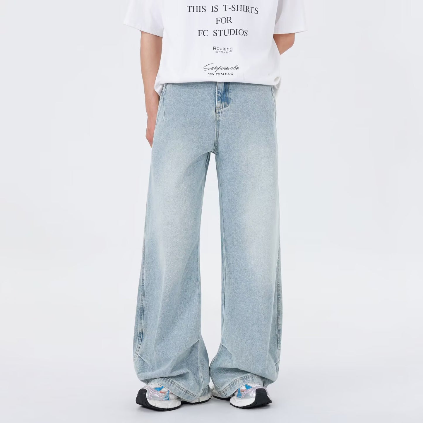 Retro Straight Leg Casual Pleated Wide Leg Pants