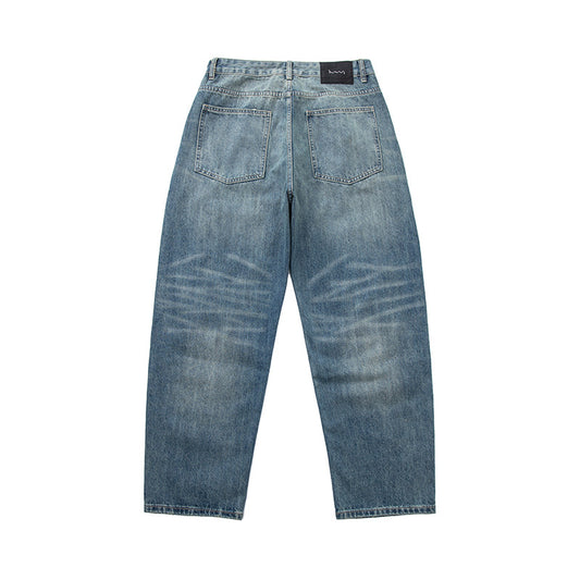 Washed Distressed Ripped Loose Straight Casual Jeans for Men