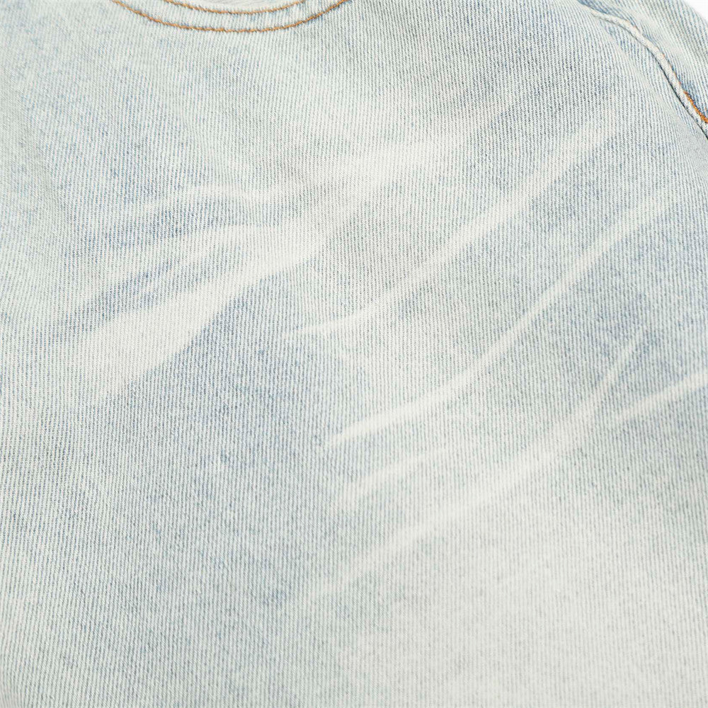 American Cleanfit Washed Denim Long Pants - Men's Vintage Street Fashion Loose Straight Leg Distressed Trousers