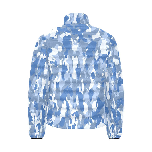 Light Blue Camo Puffer Bomber Jacket