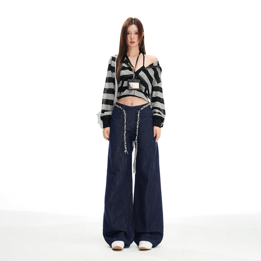 Women's Lyocell Tencel Denim Pants High-Quality Loose Straight Wide-Leg Pants