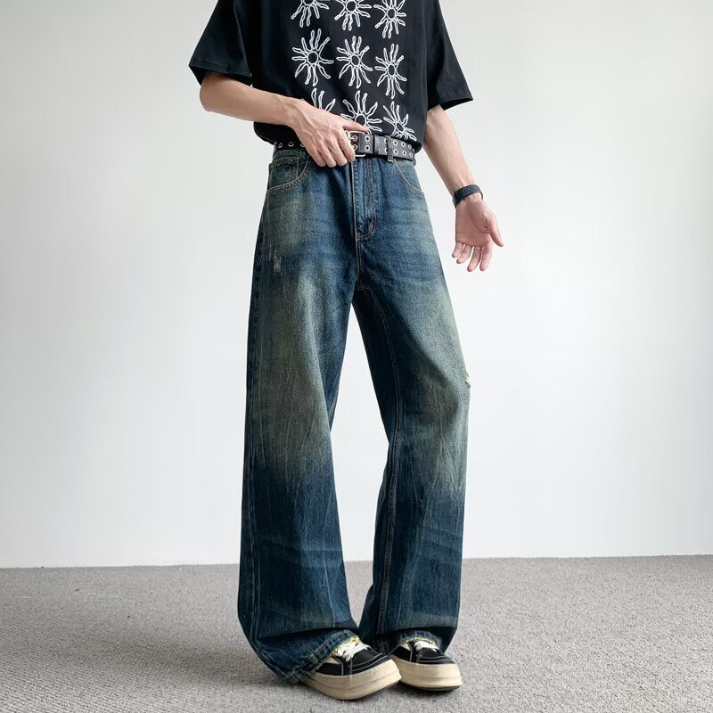 Retro Loose Casual Wide Leg Denim Pants