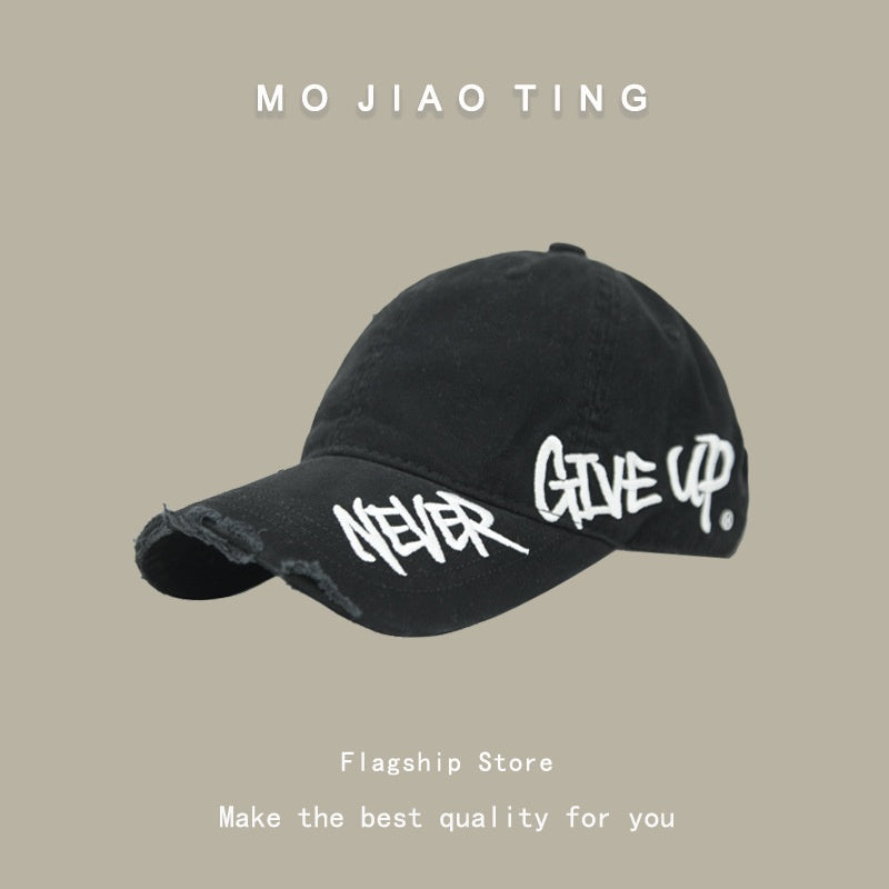 Never Give Up - Letter Embroidery Versatile Small Duckbill Hat