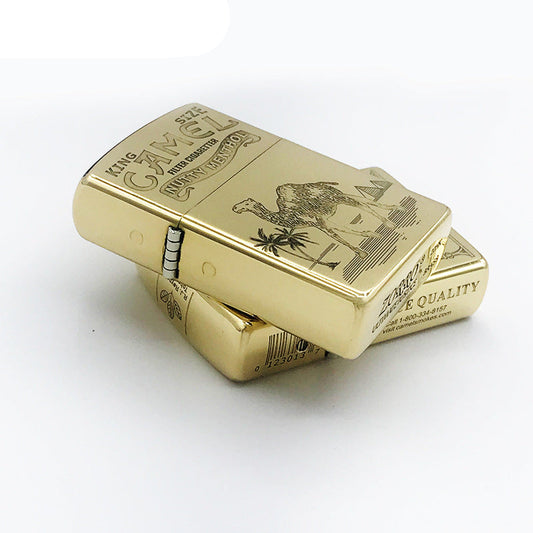 Retro Carved Brass Camel Kerosene Lighter