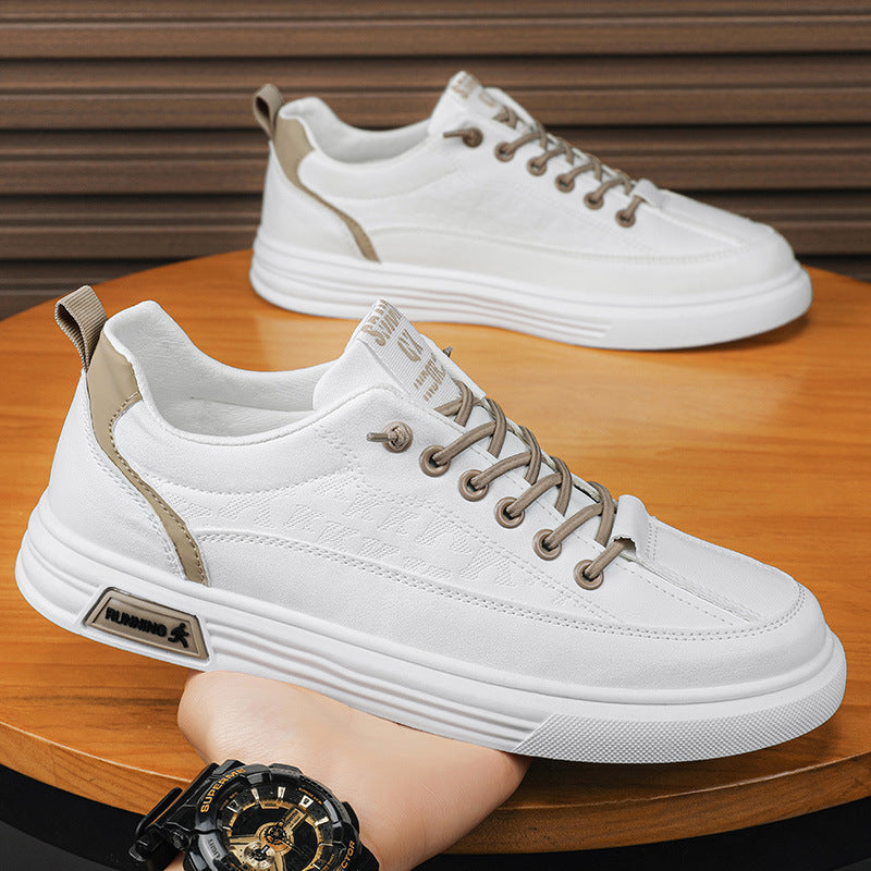 Men's Pilot Casual Sports Flat Shoes - Anti-Slip Waterproof White Leather