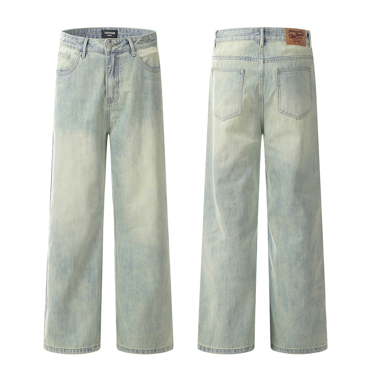Light Blue Denim Pants for Men and Women – Stylish Slimming Casual Loose Long Pants