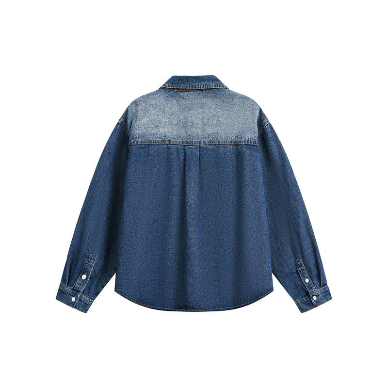 Washed Pocket Casual Workwear Denim Shirt