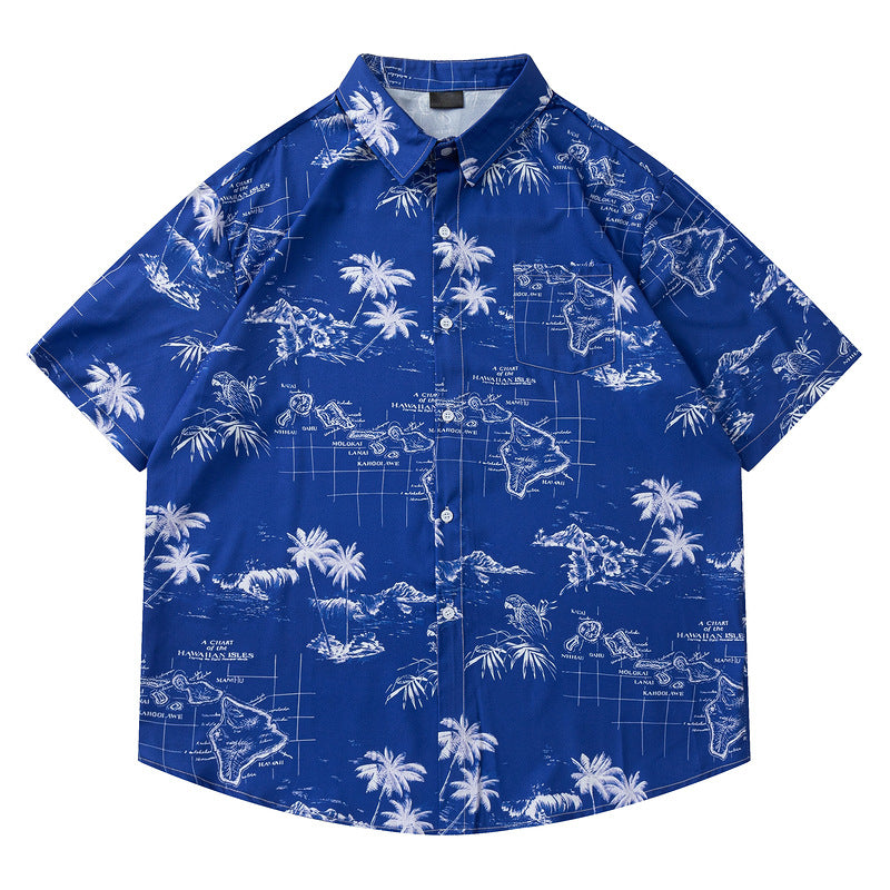 Beach Blue Short Sleeve Shirt for Men