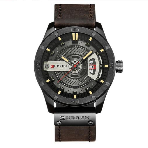 Men's Leather Quartz Wrist Watch
