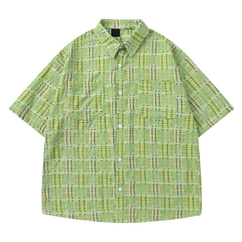 Short Sleeve Plaid Shirt for Men