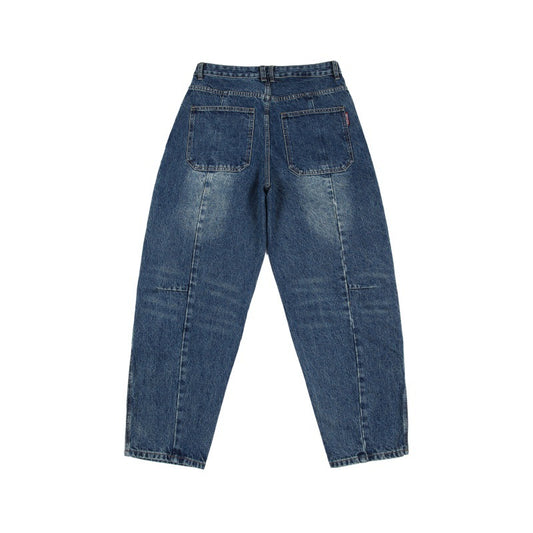 Men's Wide Leg Patch Jeans in Premium Japanese Denim