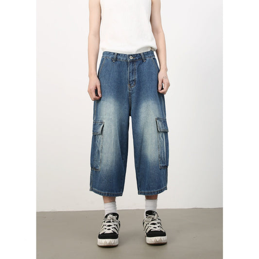 Multi-Pocket Skateboard Denim Shorts for Men