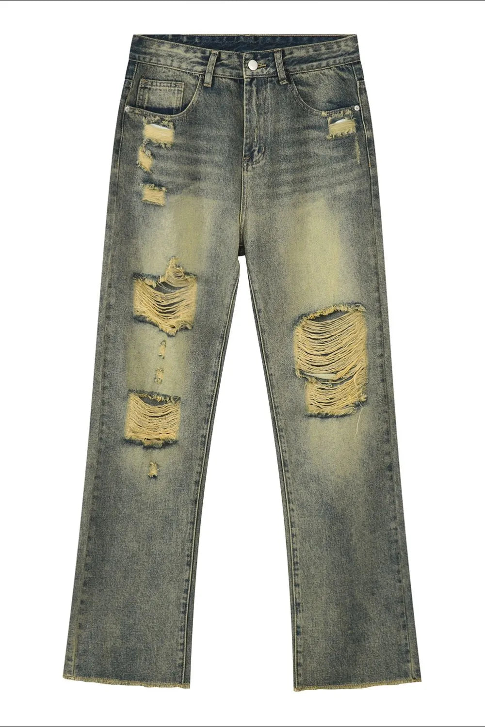 Distressed Mid Rise Jeans with Pockets