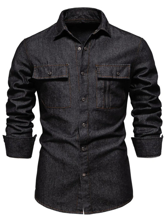 Men's Snap Down Long Sleeve Denim Shirt